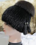 Женская Шапка из Норки НМ-001 Меховая Шапка из Меха Норки на Вязаной Основе