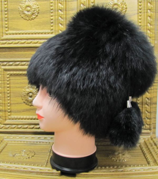 Меховая Женская Шапка из Кролика М-001-К Шапка из Натурального Меха на Вязаной Основе